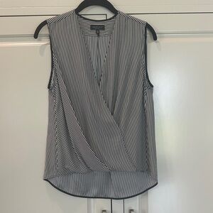 Women’s Rag & Bone Black and White Striped Silk Sleeveless Wrap Blouse size XS